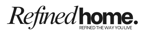 Logo of 'Refined Home' with tagline on a white background